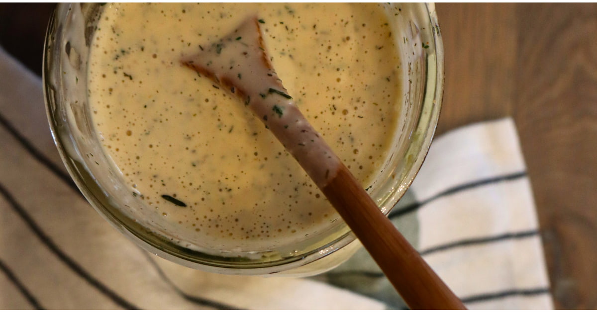 jar of dairy free ranch with a spoon