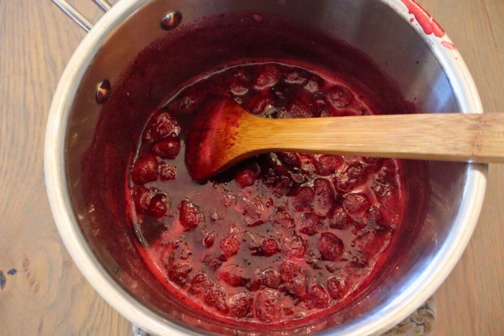 cooked berries in a kettle