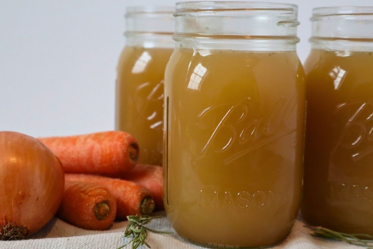 3 mason jars of golden bone broth