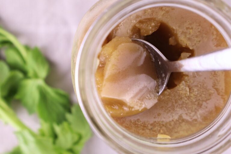 jar of jelled bone broth after reduction