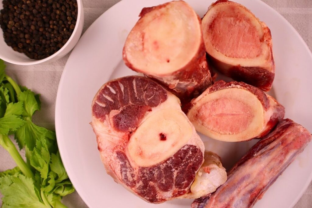 beef marrow, oxtail, and soup bones for making beef bone broth