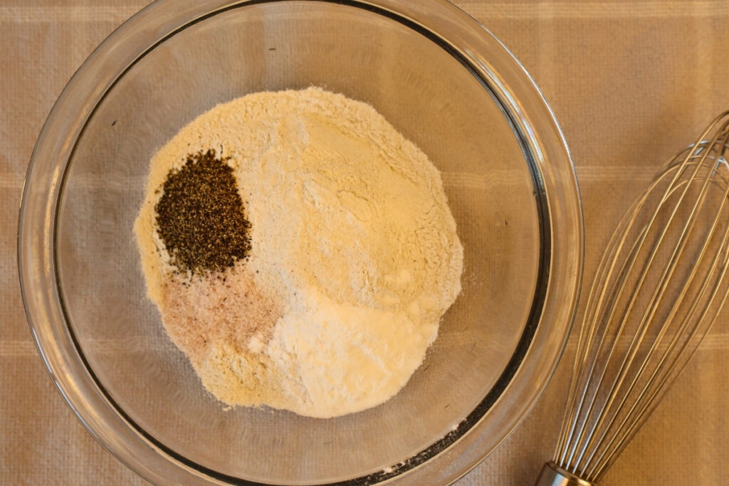 Gluten-Free Pennsylvania Dutch Corn Fritters 8 Buckwheat flour, baking powder, salt, and pepper together in a glass bowl for corn fritters